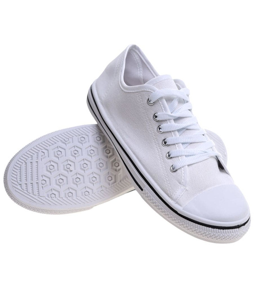 Trampki męskie z tkaniny klasyczne białe /e2-1 13758 T291/