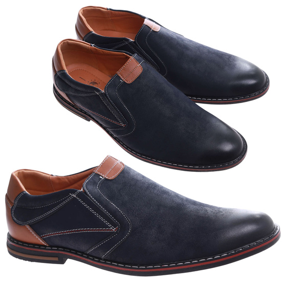 Granatowe wsuwane męskie półbuty /C1-2 17372 S498/