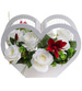 Kompozycja kwiatowa- białe róże w dużym białym sercu /Komp107 P427/