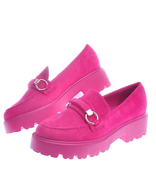 Fuksjowe półbuty mokasyny na platformie /D6-2 12698 T797/