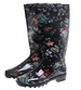 Czarne wysokie kalosze damskie w kwiaty /C6-1 16706 T349/