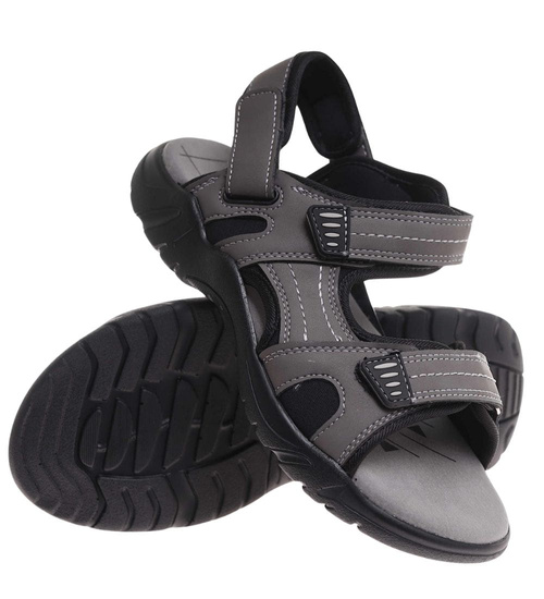 Szare chłopięce sandały na rzepy /F6-3 17920 T459/