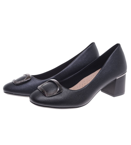 Klasyczne czarne czółenka na klocku /F5-2 18631 T357/