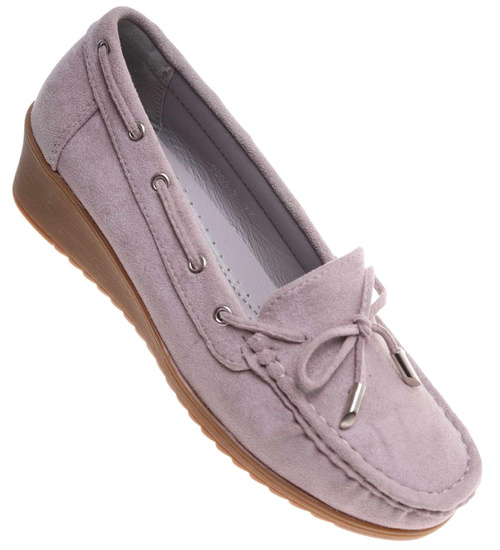 Fioletowe czółenka na niskim koturnie /B5-2 18219 W233/