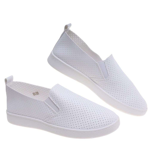 Białe damskie tenisówki slip on /L3-2 18804 W137/
