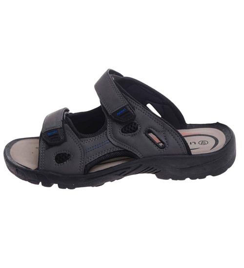 Męskie szare sandały klapki na rzepy /B4-2 17638  T284/