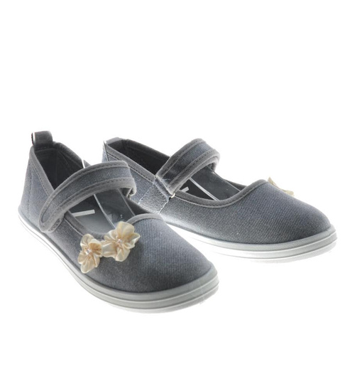 Dziewczęce szare tenisówki z paseczkiem /C3-1 9195 S292/