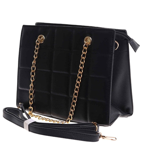 Czarna torebka kuferek z łańcuszkiem i paskiem /H2 K14 TB669 G195/