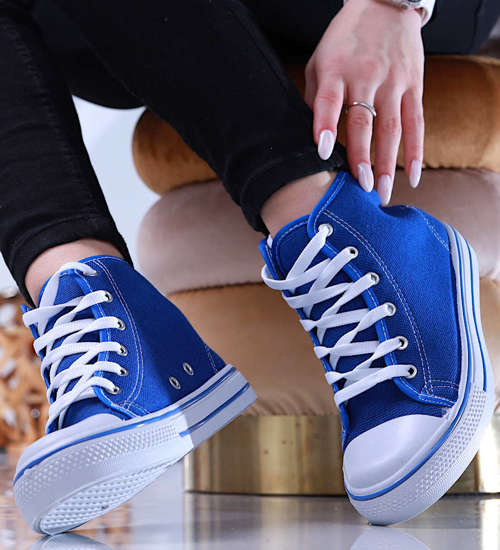 Wysokie trampki damskie niebieskie /A3-3 13871 S097/ Wysokie trampki damskie niebieskie /A3-3 13871 S097/