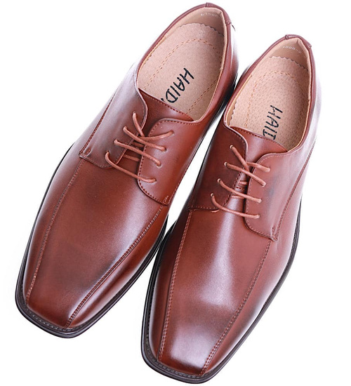 Brązowe sznurowane półbuty męskie /G3-1 15493 T254/