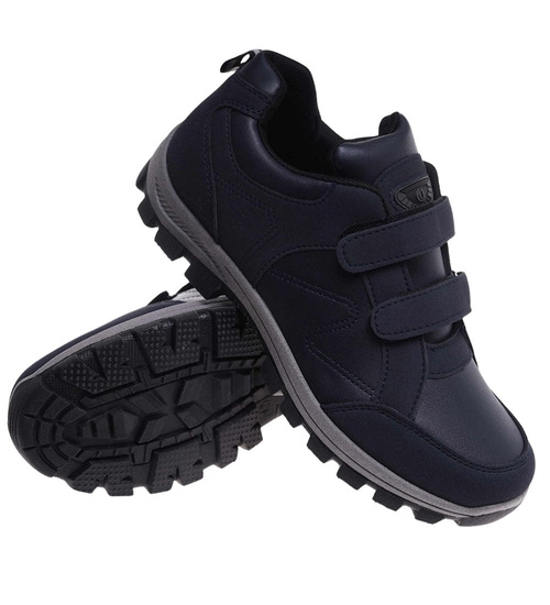 Granatowe męskie buty sportowe na rzepy /C1-3 18195 T388/