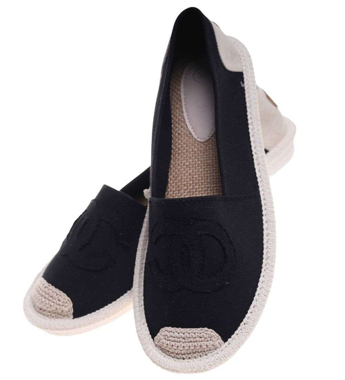 Wsuwane baleriny czarne espadryle /A10-1 18726 T188/