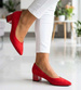 Czerwone czółenka na niskim obcasie Pointy Toe /G8-2 18806 T381/