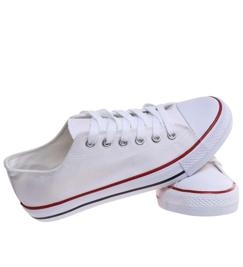 Trampki męskie Sznurowane białe z tkaniny /B7-3 18062 T233/