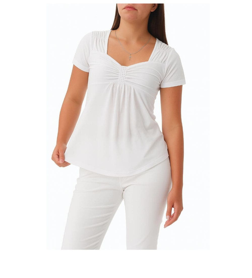 Biała koszulka bluzka damska z cyrkoniami /H2-K45 UB955 S0/