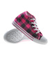 Wysokie damskie trampki z tkaniny w kratkę FUKSJA /F 9-2 7629 S097/