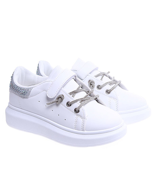 Białe trampki dziewczęce na rzep /A7-2 14751 T513/