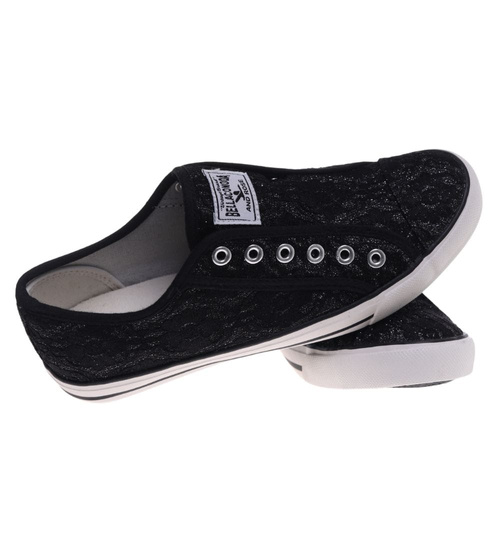 Wsuwane czarne trampki damskie /G3-1 16494 G8-6/