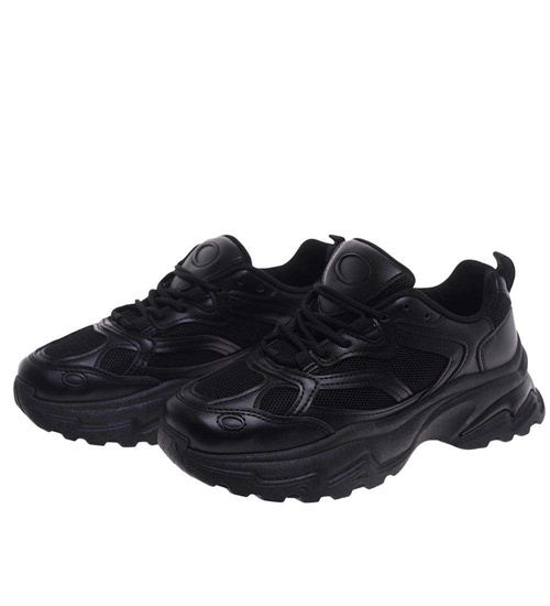 Damskie buty sportowe czarne na platformie /B4-3 18657 S242/