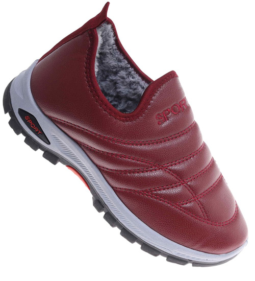 Bordowe buty chłopięce sportowe z ociepleniem /C5-2 18165 T336/