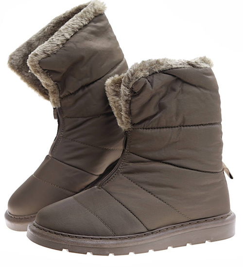 Zielone kozaki śniegowce z futerkiem /G2-2 17012 G284/