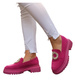 Fuksjowe półbuty loafersy damskie na platformie /i4-2 18622 W147/