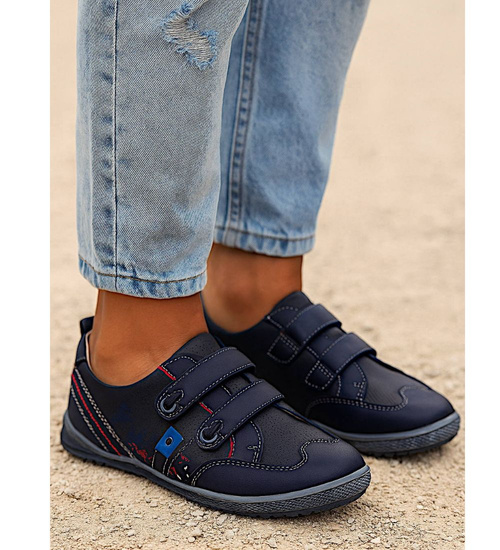 Chłopięce półbuty na rzepy Granatowe /E8-2 18125 T282/