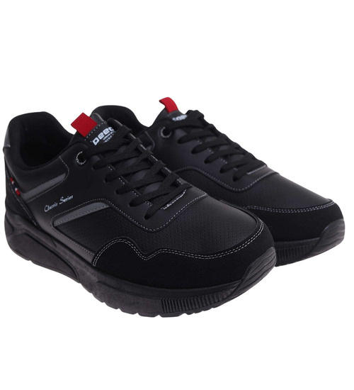 Sznurowane męskie czarne buty sportowe /A10-2 18013 GF585/