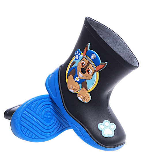 Chłopięce czarne kalosze z pieskami /D7-1 14784 T246/