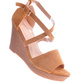 Karmelowe sandały na koturnie i platformie /G9-3 11998 T200/