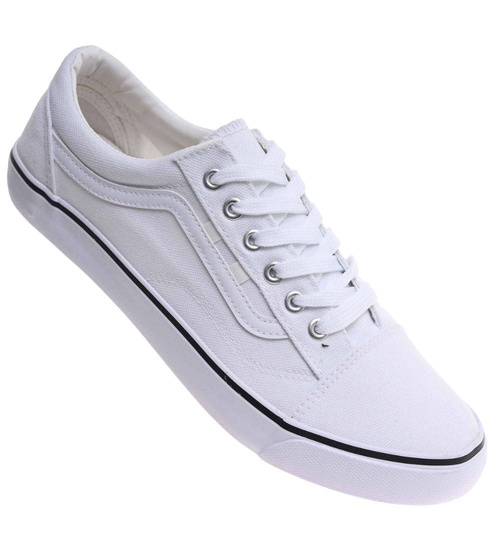 Trampki męskie niskie Sznurowane białe z tkaniny /B5-3 18010 T238/