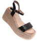 Sandały damskie na koturnie i platformie Czarne espadryle /G9-3 17904 G187/