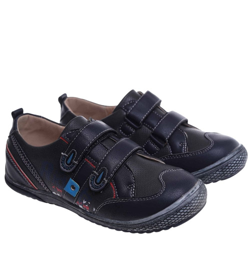 Chłopięce półbuty na rzepy Granatowe /E8-2 18125 T282/