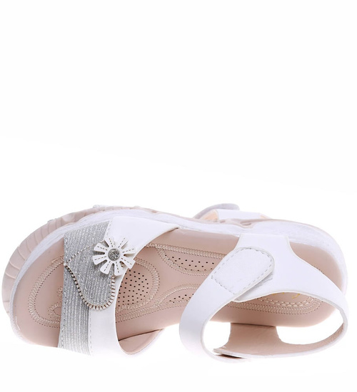 Białe sandałki dziewczęce z rzepami /G5-2 16384 T381/