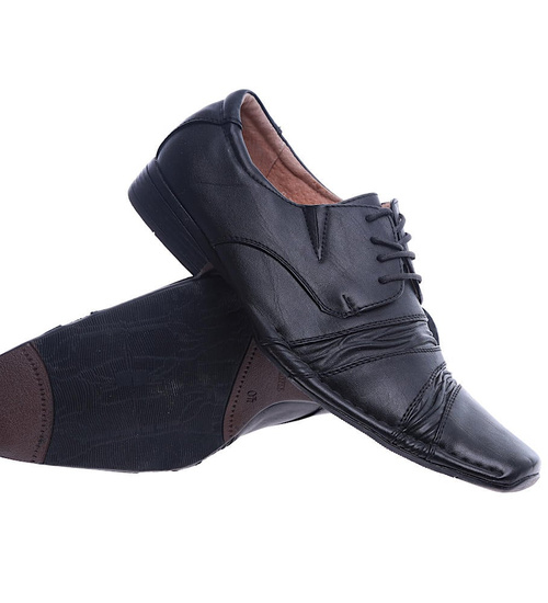 Czarne sznurowane pantofle męskie /A6-1 14120 S188/