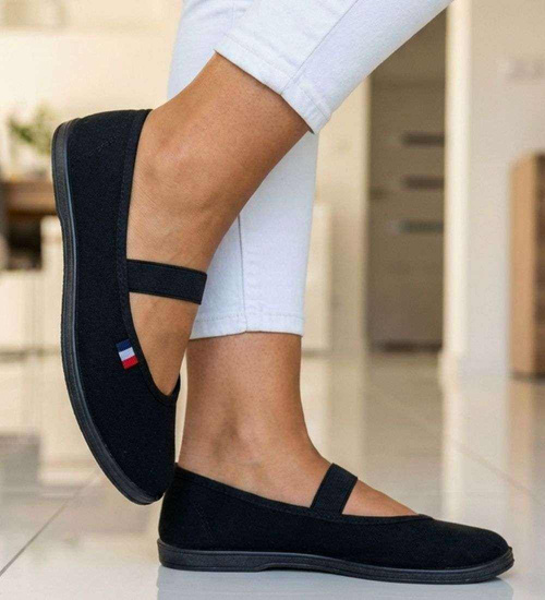 Czarne wsuwane balerinki tenisówki czeszki /B4-2 18836 T293/