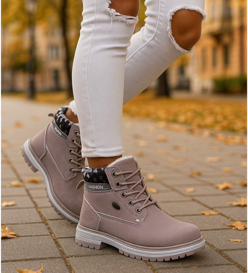 Ocieplane różowe botki trapery dziewczęce /D2-2 18295 T384/