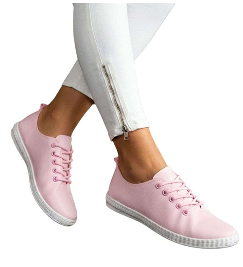 Różowe tenisówki damskie sznurowane /D6-2 15812 T130/