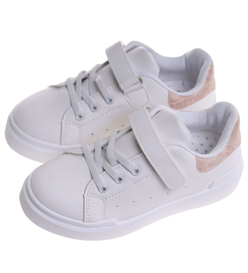 Dziecięce białe trampki na rzepy /F6-2 18116 T186/