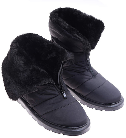 Czarne kozaki śniegowce z futerkiem /G11-3 17008 G284/