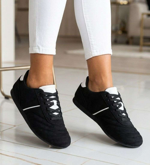 Czarne sneakersy damskie zamszowe /C4-3 18800 W282/