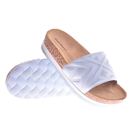 Błękitne klapki damskie na koturnie i platformie /F6-3 11470 W392/