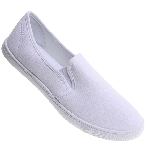 Białe materiałowe tenisówki slip on /C5-2 17772 T280/