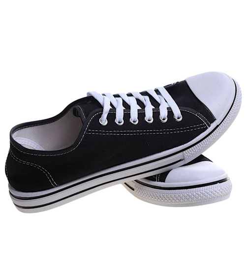 Sznurowane czarne trampki męskie /C6-1 13757 T291/