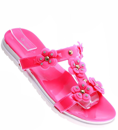 Wodoodporne basenowo plażowe klapki damskie Fuksja /C5-1 16299 S085/