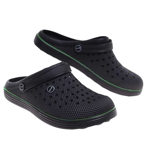 Kryte czarne klapki męskie z paskiem /H2 18647 T135/