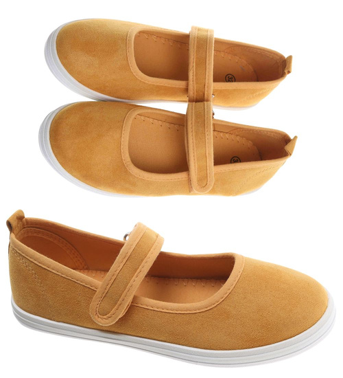 Wsuwane żółte dziewczęce tenisówki balerinki czeszki z paseczkiem /B5-1 17788 T124/