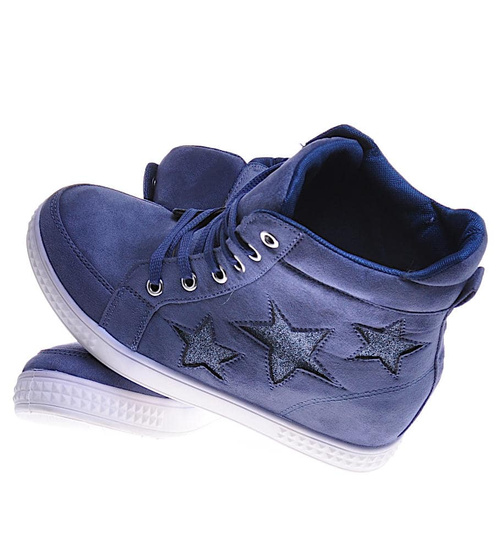Niebieskie sneakersy na niskim koturnie /c7-2 10540 T319/