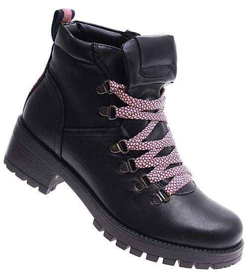  Czarne trapery damskie z ociepleniem /E3-1 +h2 17030 T285/