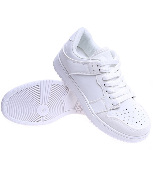 Sznurowane białe trampki damskie /A7-2 14749 T266/